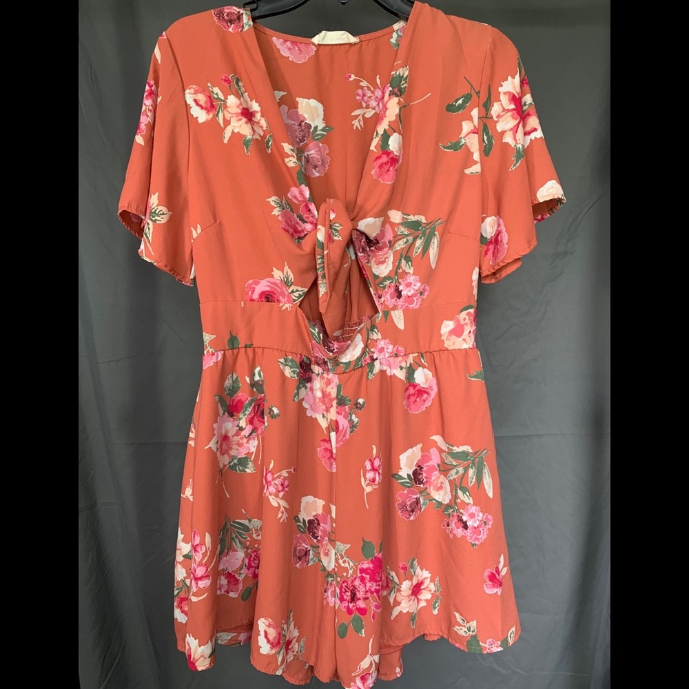 Orange Floral Romper